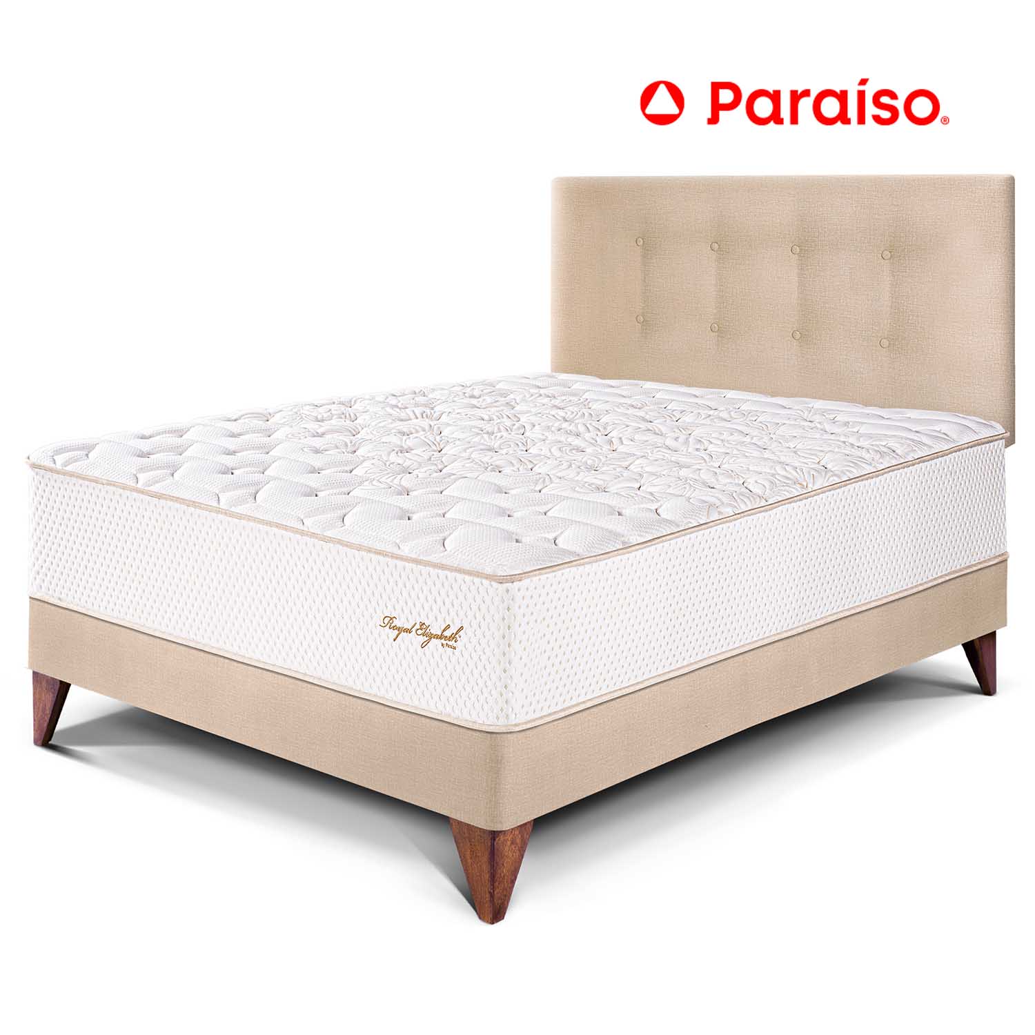 Dormitorio Europeo Royal Elizabeth 1.5 Plazas Champagne + 1 almohada viscoelástica + protector