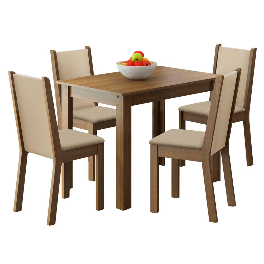 Juego de Comedor Cíntia Madesa Tapa de Madera 4 Sillas