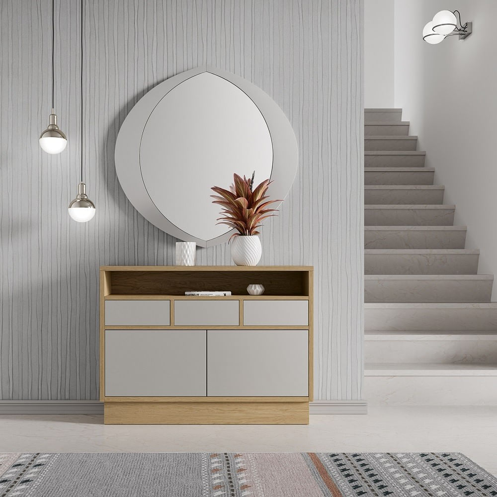 Aparador Clásico 2 puertas 3 cajones Osaka color Blanco/Duna TU MESITA