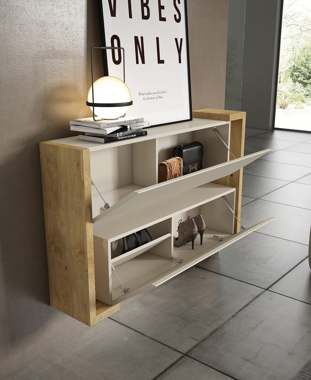 Aparador Flotante moderno 2 puertas Ibiza color Blanco/Duna TU MESITA