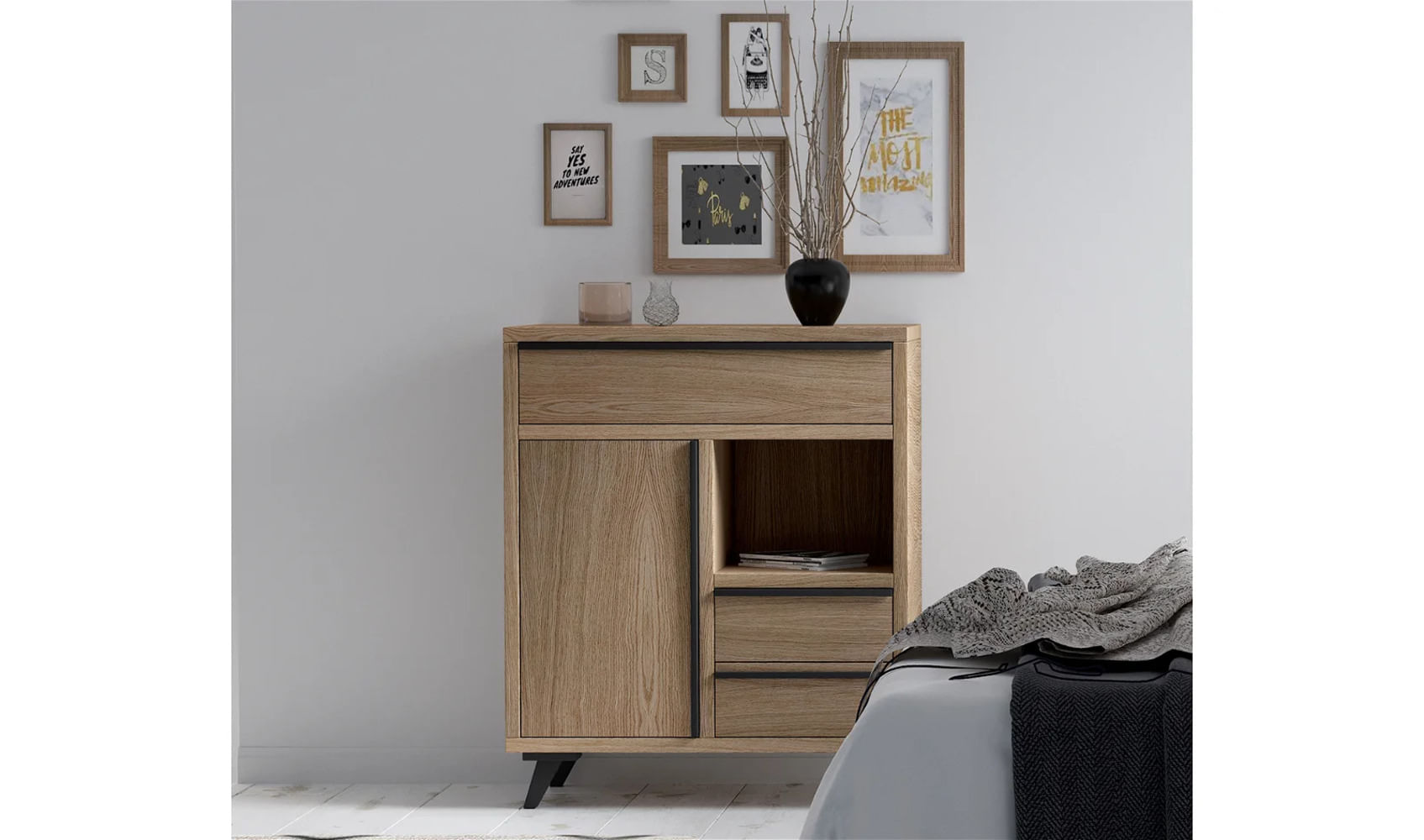 Aparador Nórdico 1 puerta 3 cajones Renato color Duna TU MESITA