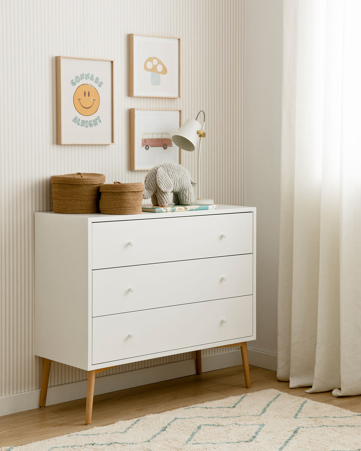 Cómoda clásica 3 cajones Yakarta color Blanco TU MESITA