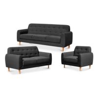 Juego de Sala Brusellas Azya Muebles Gris Oscuro