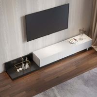 Mesa para TV Extensible 3 cajones Carolina color Blanco/Negro TU MESITA
