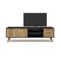 Mueble de TV 2 cajones 2 puertas Maga color Duna/Negro TU MESITA