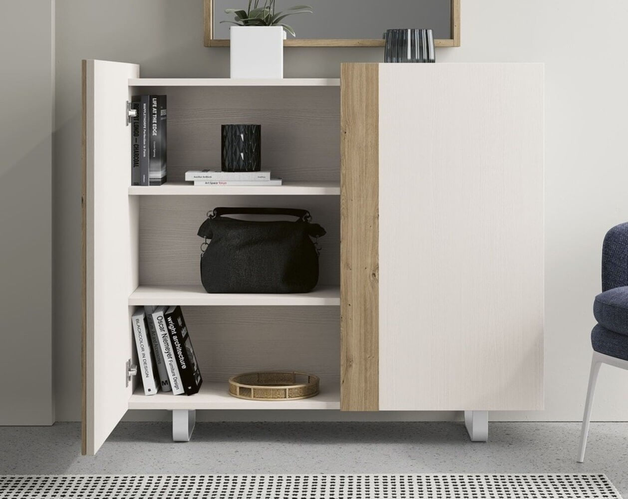 Recibidor Moderno 2 puertas Matta color Blanco/Macadamia TU MESITA