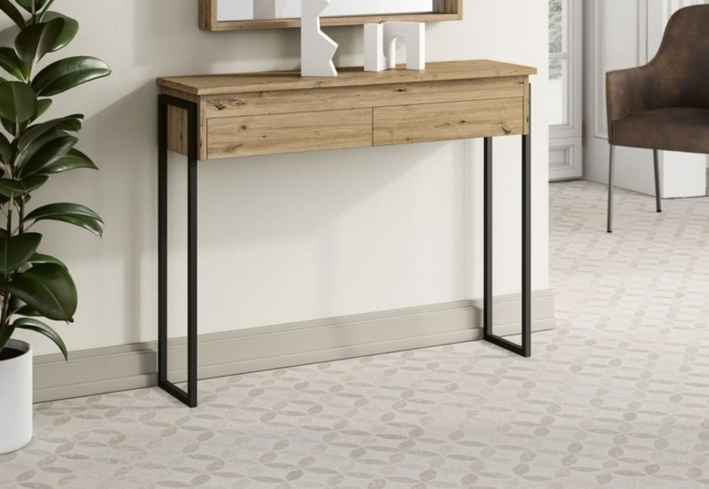 Recibidor Rústico 3 cajones Shogun color Macadamia TU MESITA