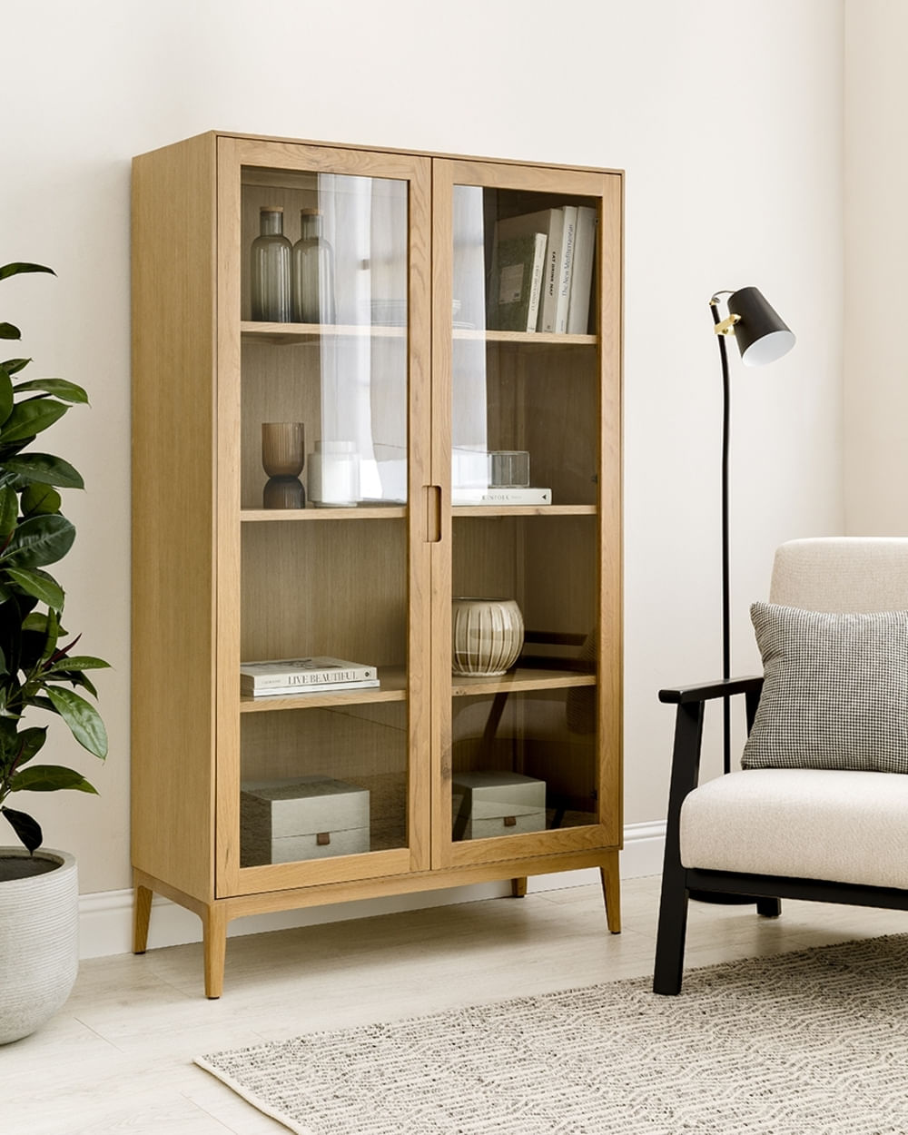 Vitrina alta Moderna 2 puertas Dublin color Duna TU MESITA