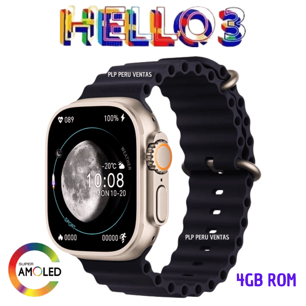 Smart Watch Hello Watch 3 Plus Ultra 4GB Rom Color Naranja - Shopstar