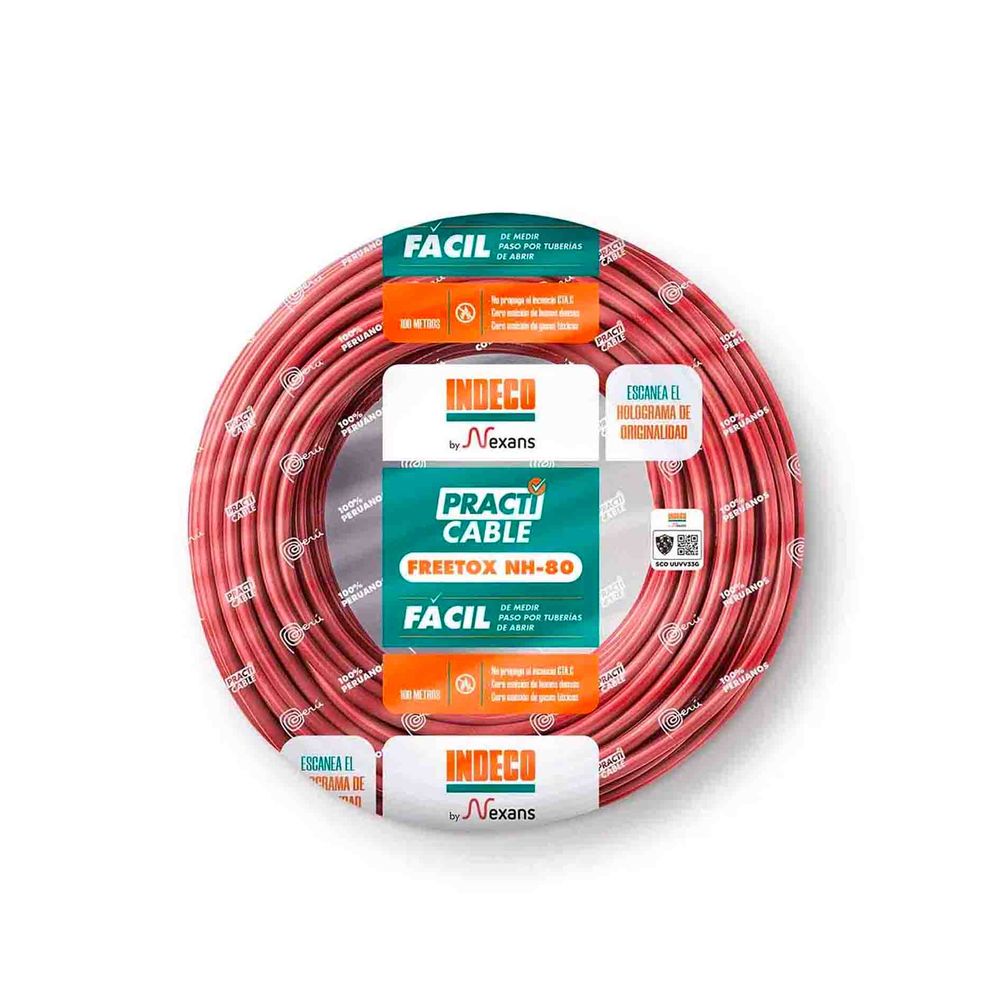 Cable THW-90 450/750V 2.5mm2 Rojo 100 Metros