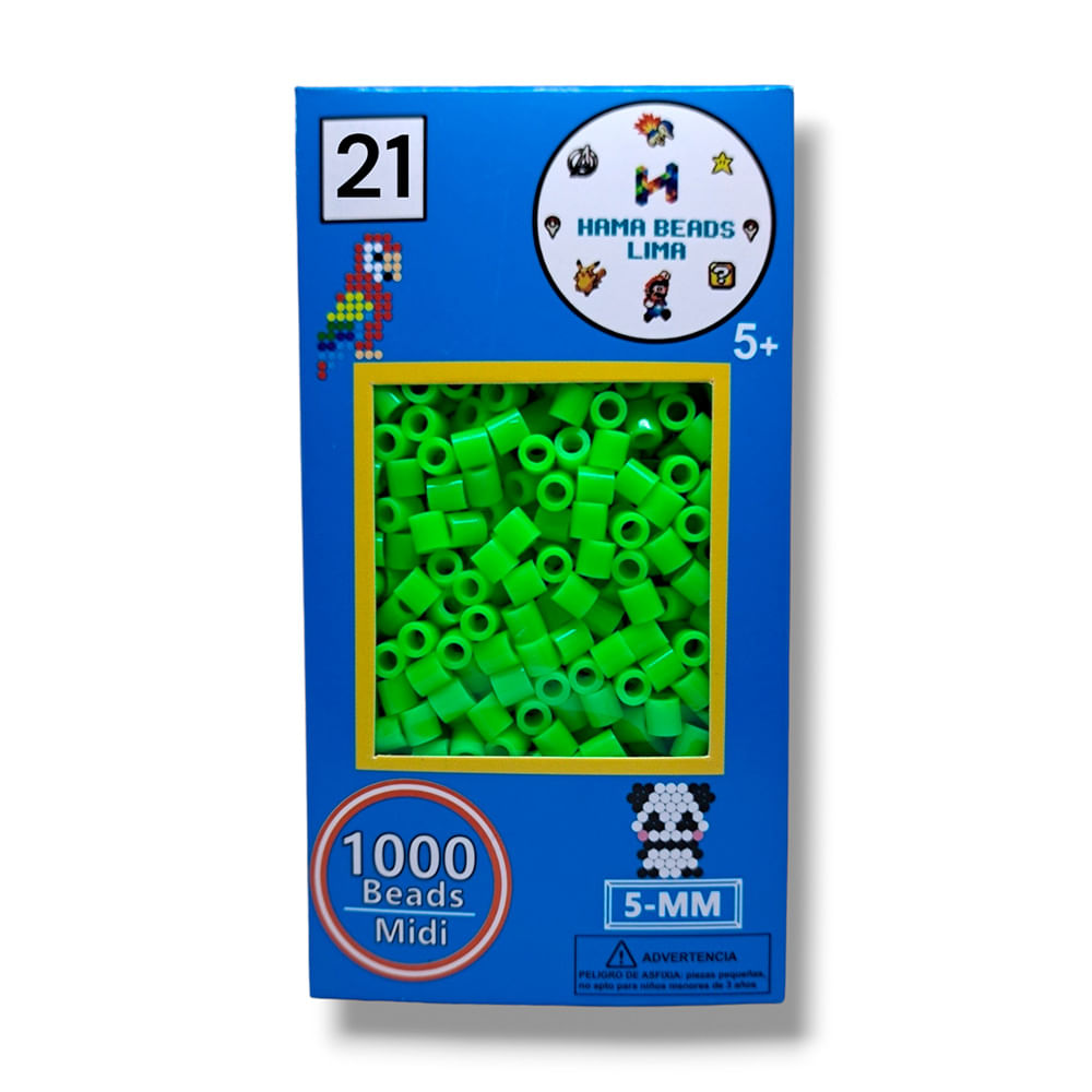 Cajita de Colores Hama Beads de 1000 Unidades Midi 5mm Verde Fluorescente -  Promart