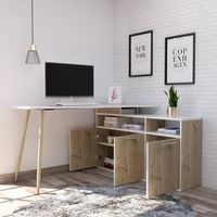 Escritorio Moderno 3 puertas Rocky color Duna/Blanco TU MESITA