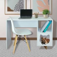 Escritorio + casita para mascota Figaro color Blanco TU MESITA