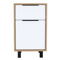 Velador Juvenil 1 cajón 1 puerta Steve color Macadamia/Blanco TU MESITA