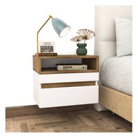Velador Flotante 1 cajón Linus Color Blanco/Macadamia TU MESITA