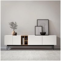 Mesa de Tv 85” Pugna Ventitas Home Blanco y Duna