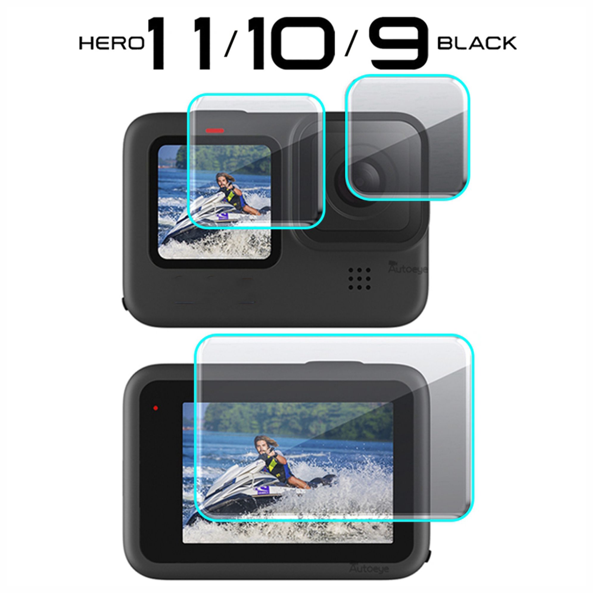 Juego 3 Vidrio Templado Protector De Lente Para Gopro 9 10 11 Black