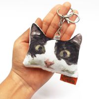 Llavero Hecho a Mano Qala Diseño Gato Tuxedo Low Poly