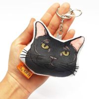 Llavero Hecho a Mano Qala Diseño Gato Negro
