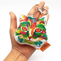 Llavero Hecho a Mano Qala Diseño Gato Arcoiris