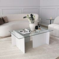 Mesa de Centro Moderna con vidrio Mafer color Blanco TU MESITA