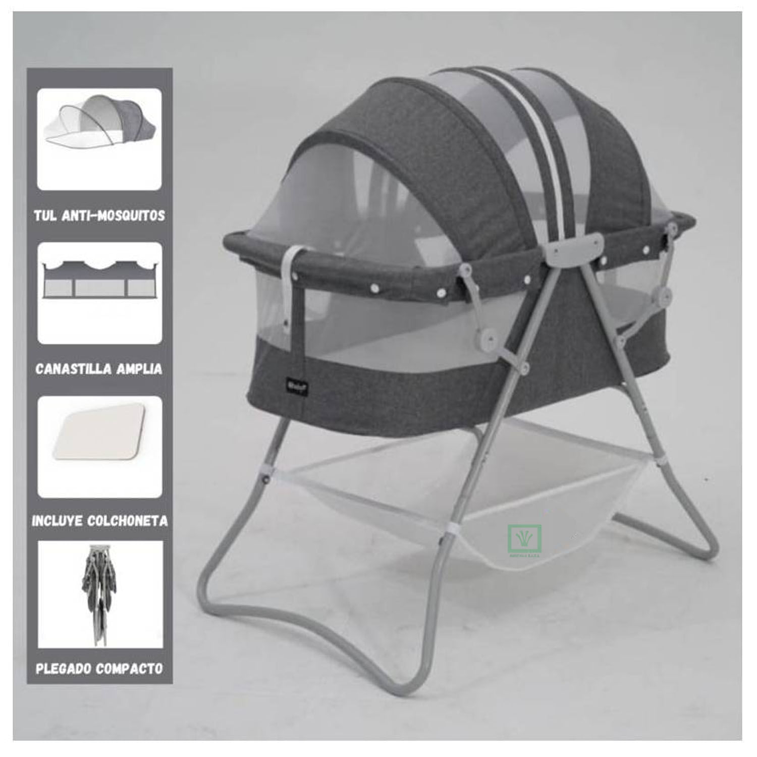 Cuna Portátil Para Bebé Ebaby Dolly Grey