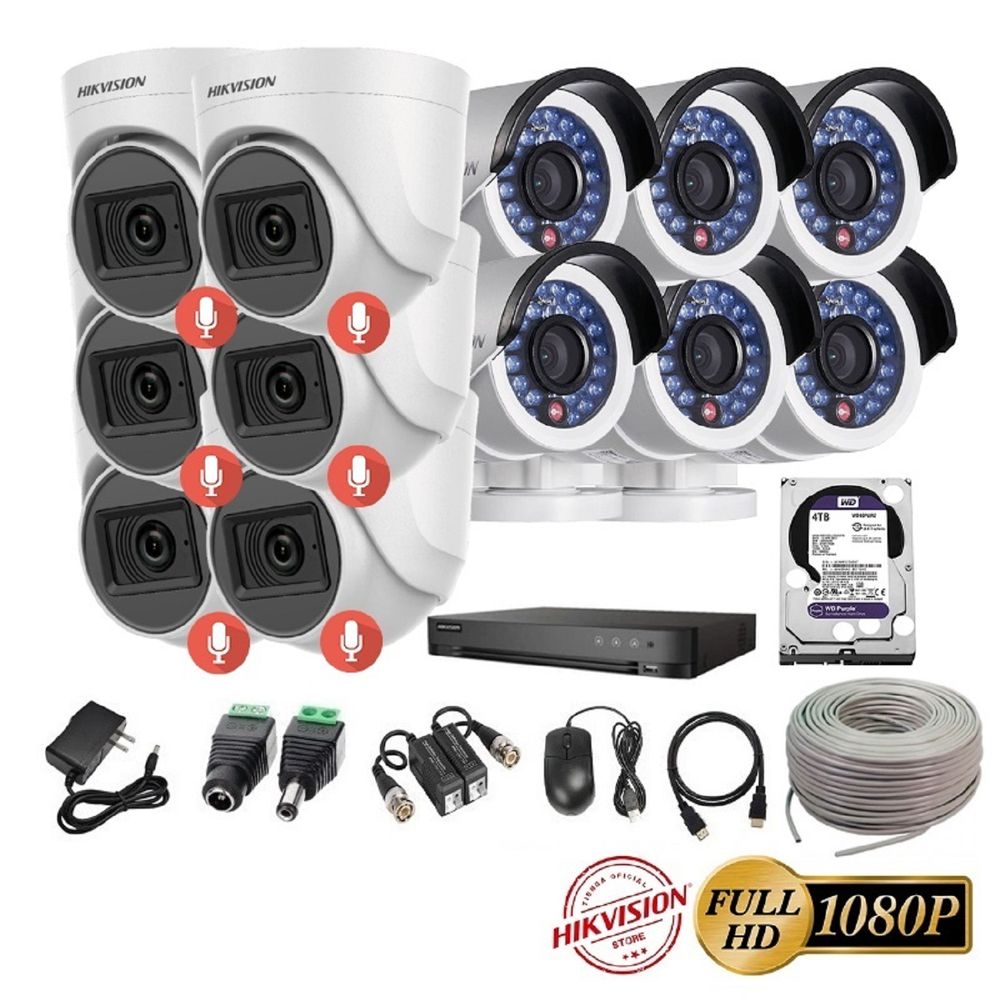 Kit 12 Cámaras de Vigilancia Hikvision Hd 720P Disco 1Tb P2p Kit de  Micrófono - Promart