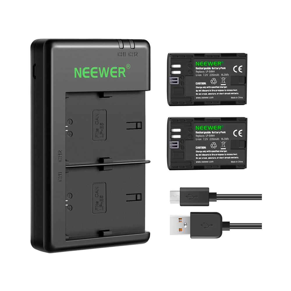 Bateria Neewer LP E6NH 2 Unidades Con Cargador Usb
