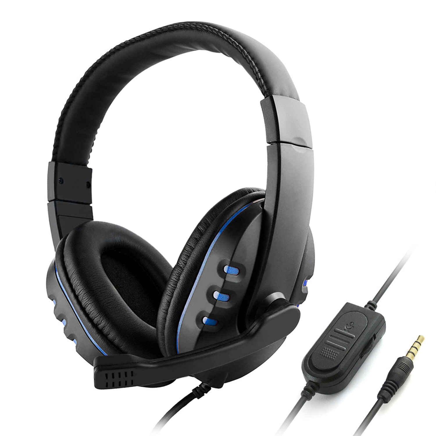 Audifonos Para Juegos Con Cable Y Cancelación De Ruido, Color Negro Y Azul