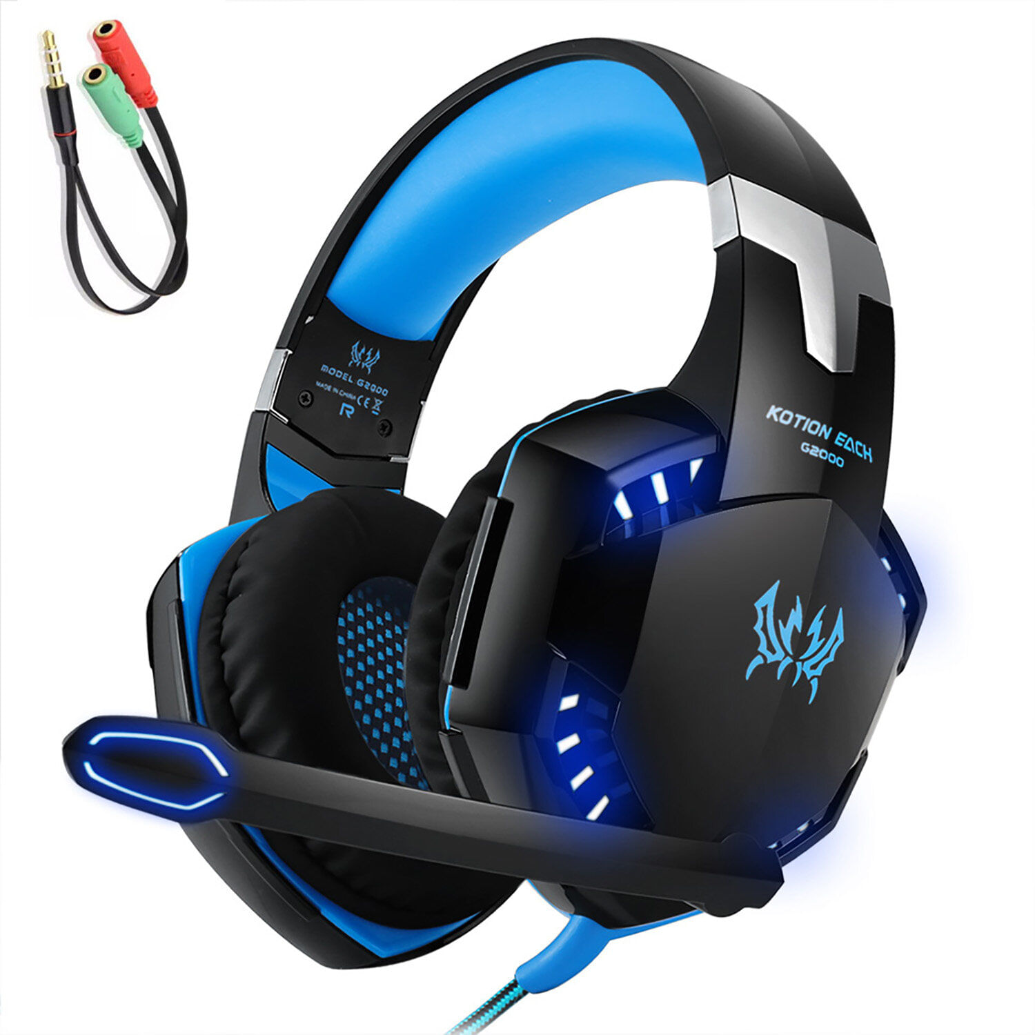 Audifonos Para Juegos Kotion Each G2000 3,5 Mm Con Cable Reducción De Ruido Azul