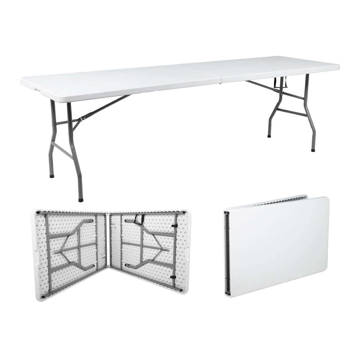 Mesa Plegable Maleta Grande 180cm x 76cm Camping Terraza Blanca
