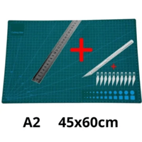 Base de Corte A2 Tapete Tabla A2 60x45 Mas Cuchilla Bisturí con 13 Piezas y Regla Metal de 30cm