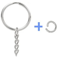 Llavero de Argolla con Cadena  25mm Anillo Argollas para Llavero por 100 Piezas