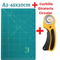 Base de Corte A3 Tabla Mat de Corte A3 Mas Cuchilla Giratoria Circular 45mm