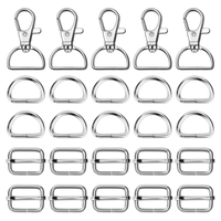 300 Llaveros Mosquetón Gancho Giratorio 25mm Hebillas Y Media Luna Anillos en D para bolsos Manualid