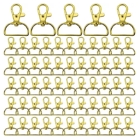 100 Ganchos Giratorios de 25mm Dorado Llavero en D Mosquetón para Manualidades