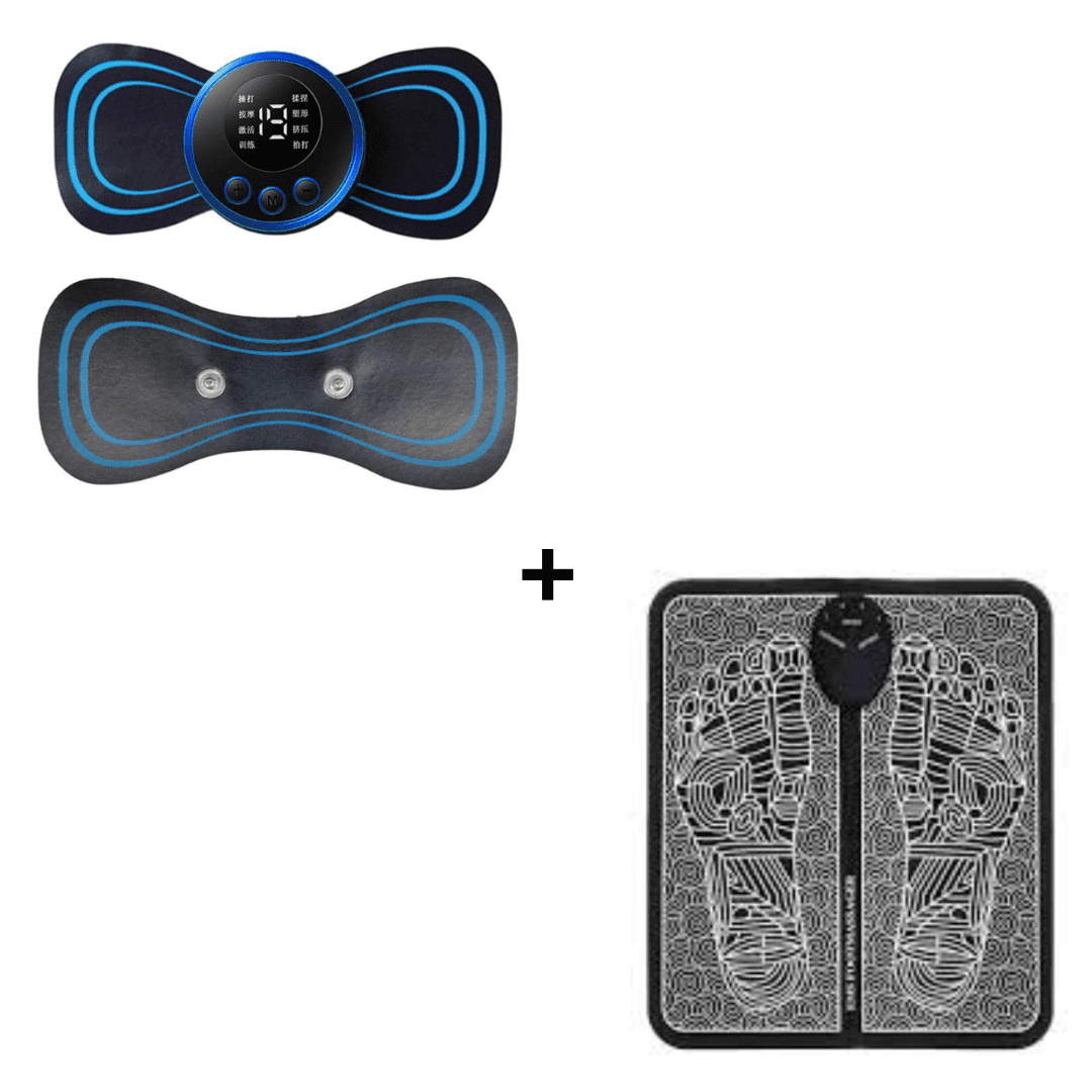 Combo Mini Masajeador Eléctrico + Masajeador Alfombra para Pies