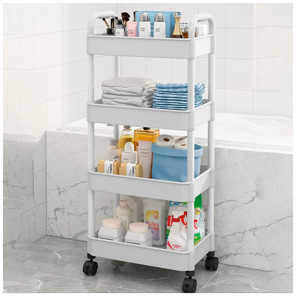 Carrito Organizador Estante 4 Niveles con Ruedas para Baño JK4 BL
