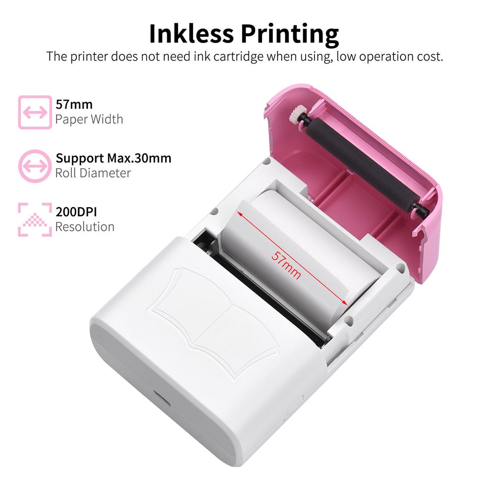 Impresora Térmica X3 57Mm Portátil Mini Bluetooth Rosa - Promart
