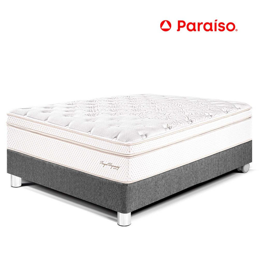 Cama Paraíso Royal Dynasty 2 Plazas Acero + 2 almohadas viscoelásticas + protector