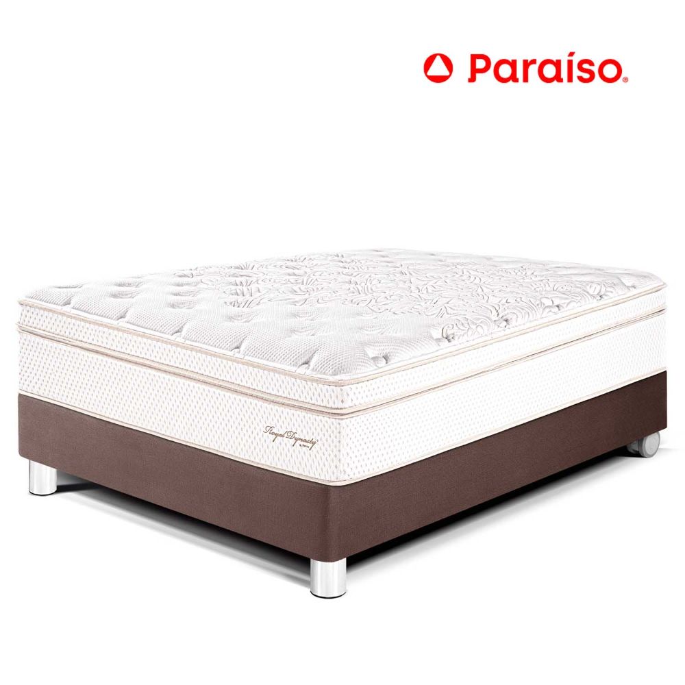 Cama Paraíso Royal Dynasty 2 Plazas Chocolate + 2 almohadas viscoelásticas + protector