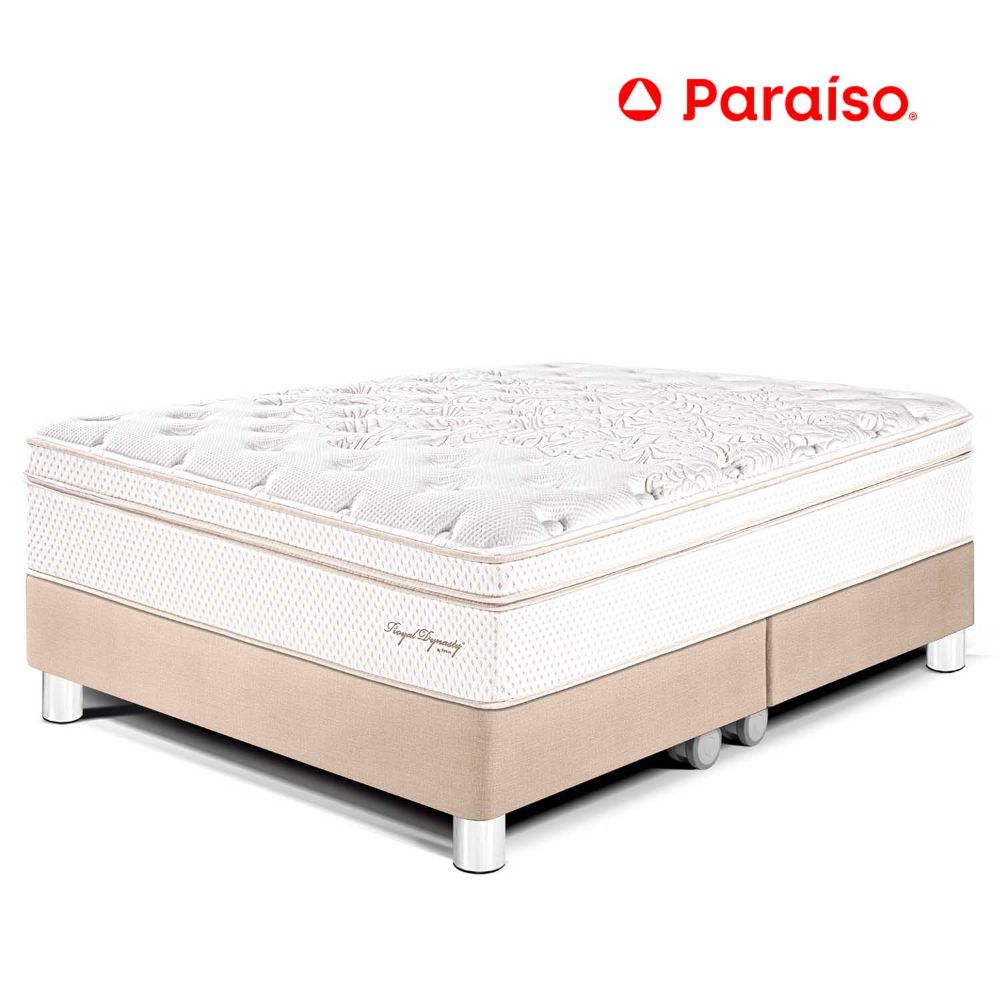 Cama Paraíso Royal Dynasty King Champagne + 2 almohadas viscoelásticas + protector