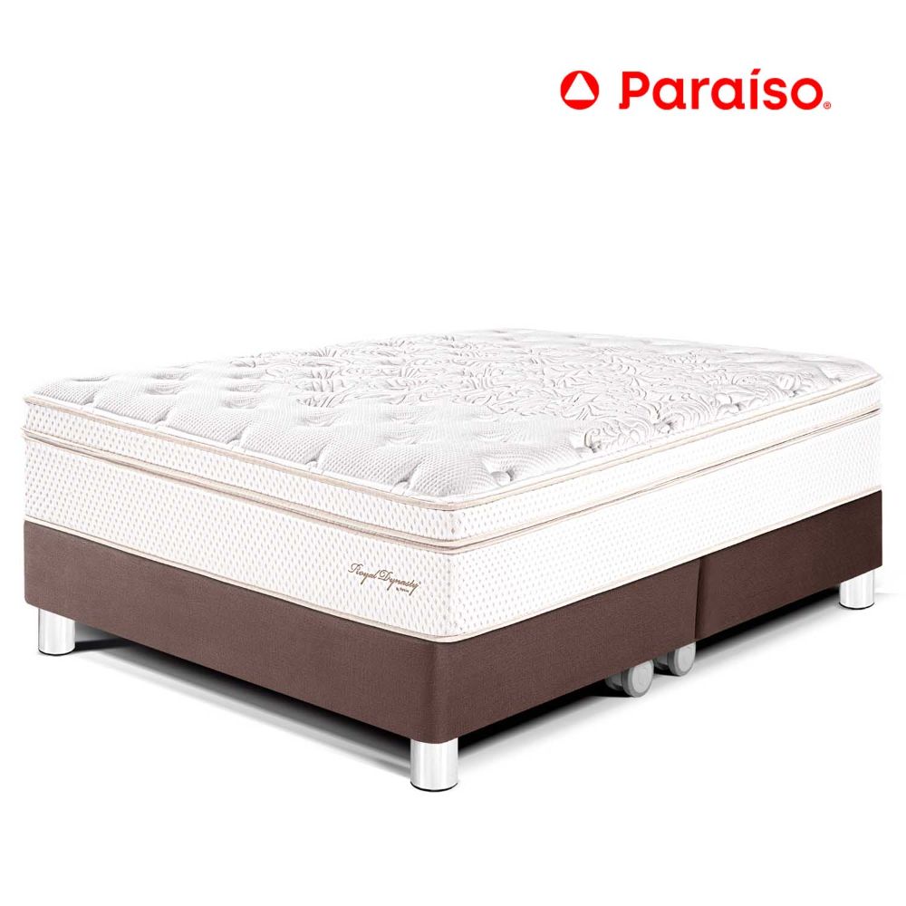 Cama Paraíso Royal Dynasty King Chocolate + 2 almohadas viscoelásticas + protector