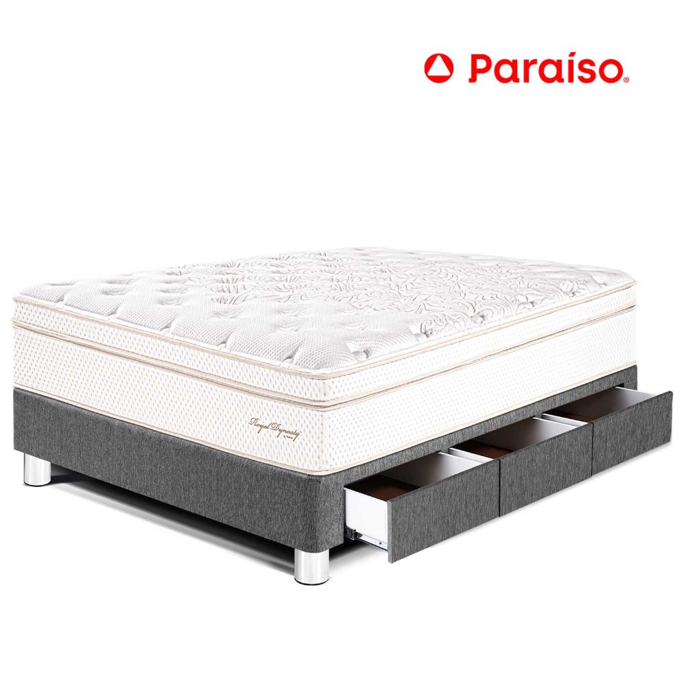Cama Royal Dynasty con cajones 1.5 Plazas + 1 almohada viscoelástica + protector