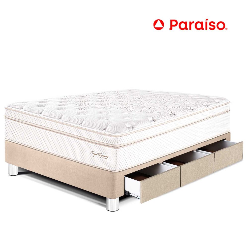 Cama Royal Dynasty Cajones 1.5 Plazas Champagne + 1 almohada viscoelástica + protector