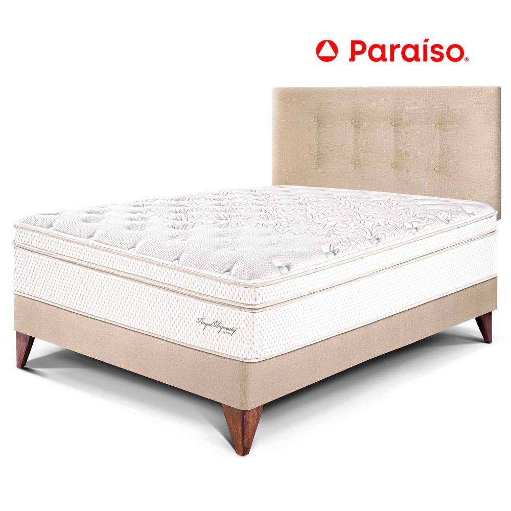 Dormitorio Europeo Royal Dynasty 1.5 Plazas Champagne + 1 almohada viscoelástica + protector