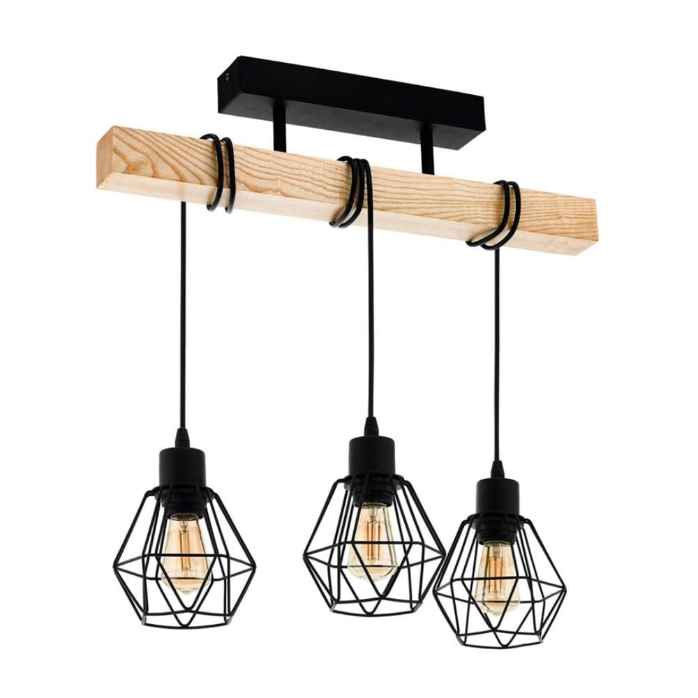 Plafoniera Eglo Townshend 3 Luci - Design In Legno E Metallo Per Soffitto - Foto 4