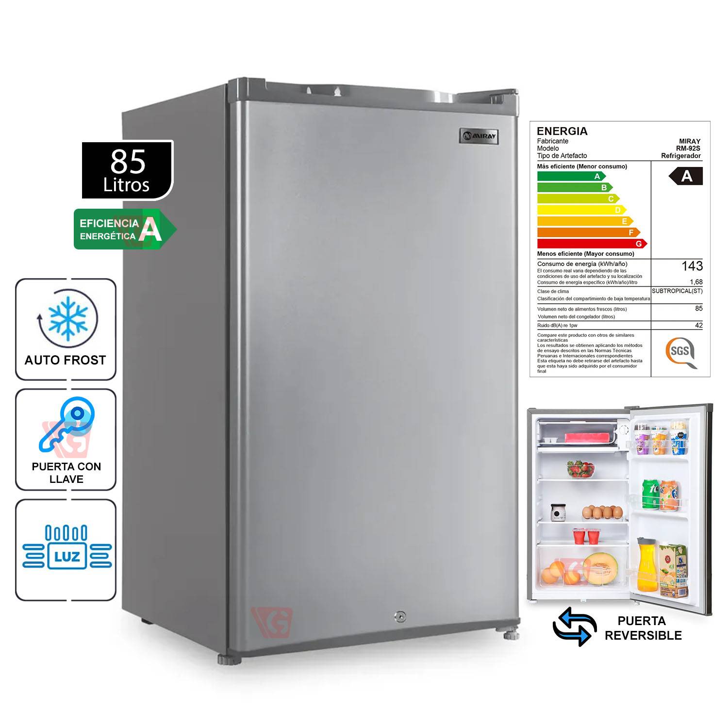 Frigobar de 85 Litros Miray RM-92S Silver