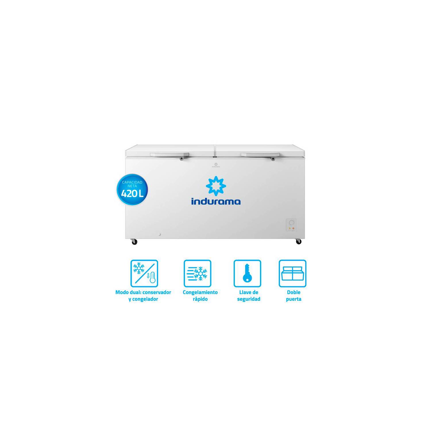 Congeladora Horizontal Defrost de 420 Litros de Dos Puertas Indurama CI-420BL Blanco