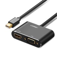Convertidor 2 en 1 Mini Displayport a Hdmi + Vga UGREEN 4k Aluminio